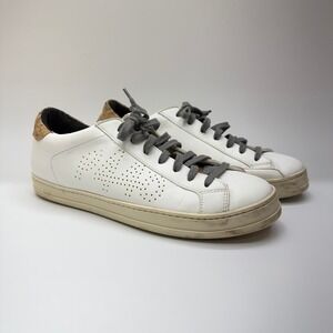 P448 Womens Size 41 Shoes John Veg/Cork Metallic‎ Silver Accents Casual Luxury